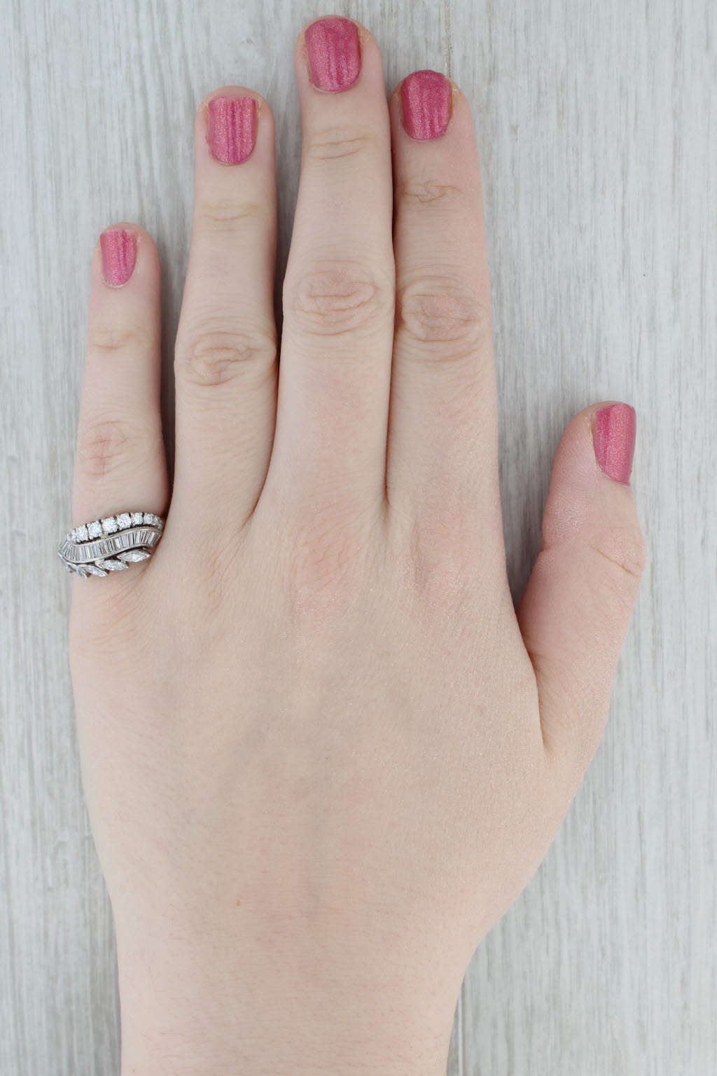 Gray Vintage 1.02ctw Diamond Ring Platinum Size 7 Bypass