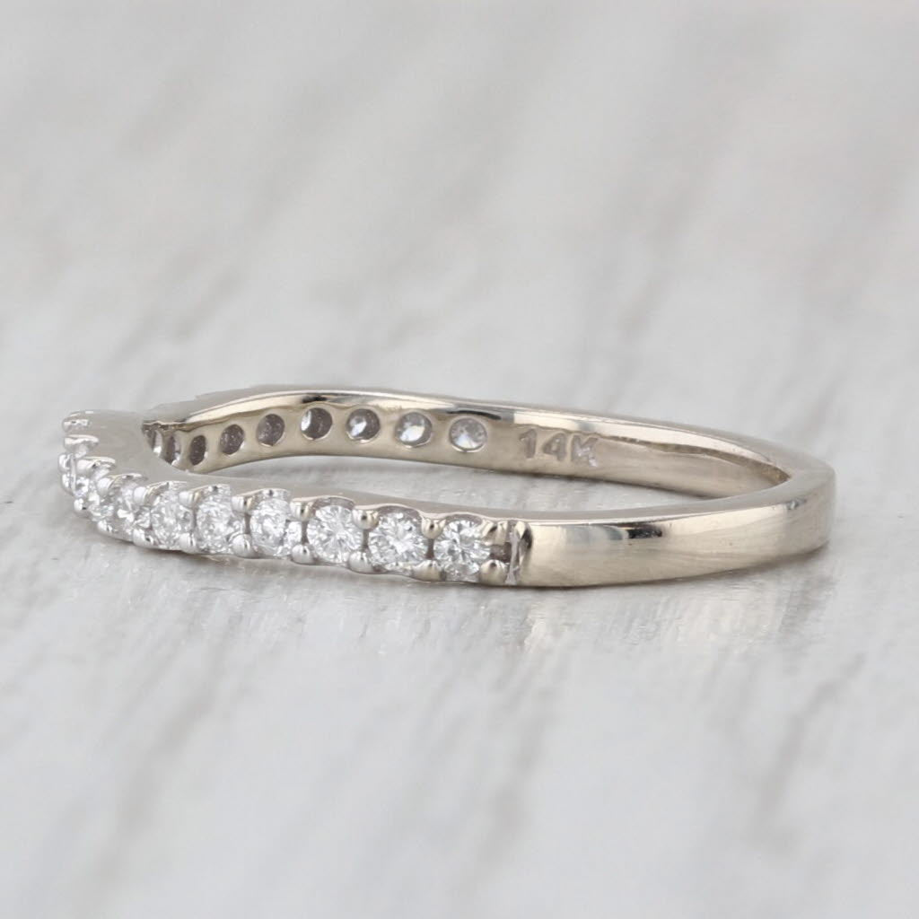 0.26ctw Diamond Contoured Wedding Band 14k White Gold Size 4.75 Stackable Ring