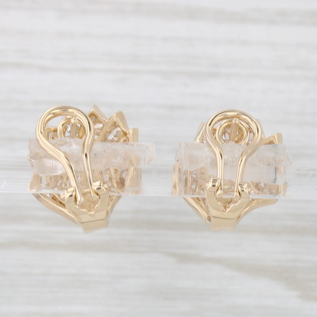 Light Gray 0.60ctw Diamond Shell Stud Earrings 14k Yellow Gold Omega Back
