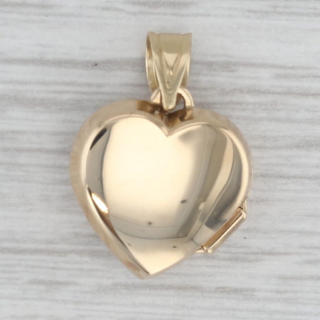 Guardian Angel Cherub Heart Picture Locket Pendant 10k Yellow Gold