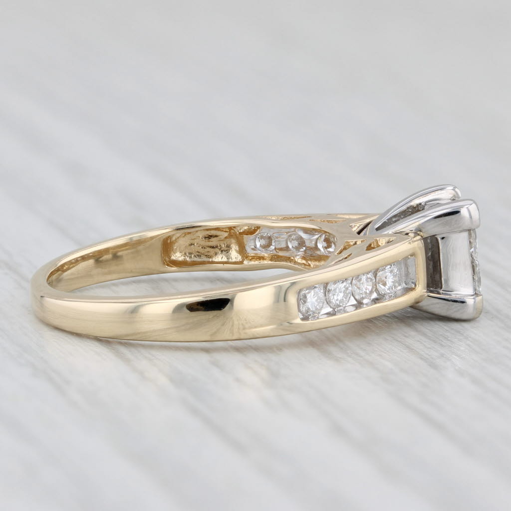 Light Gray 0.70ctw Princess Diamond Engagement Ring 14k Yellow White Gold Size 6.5
