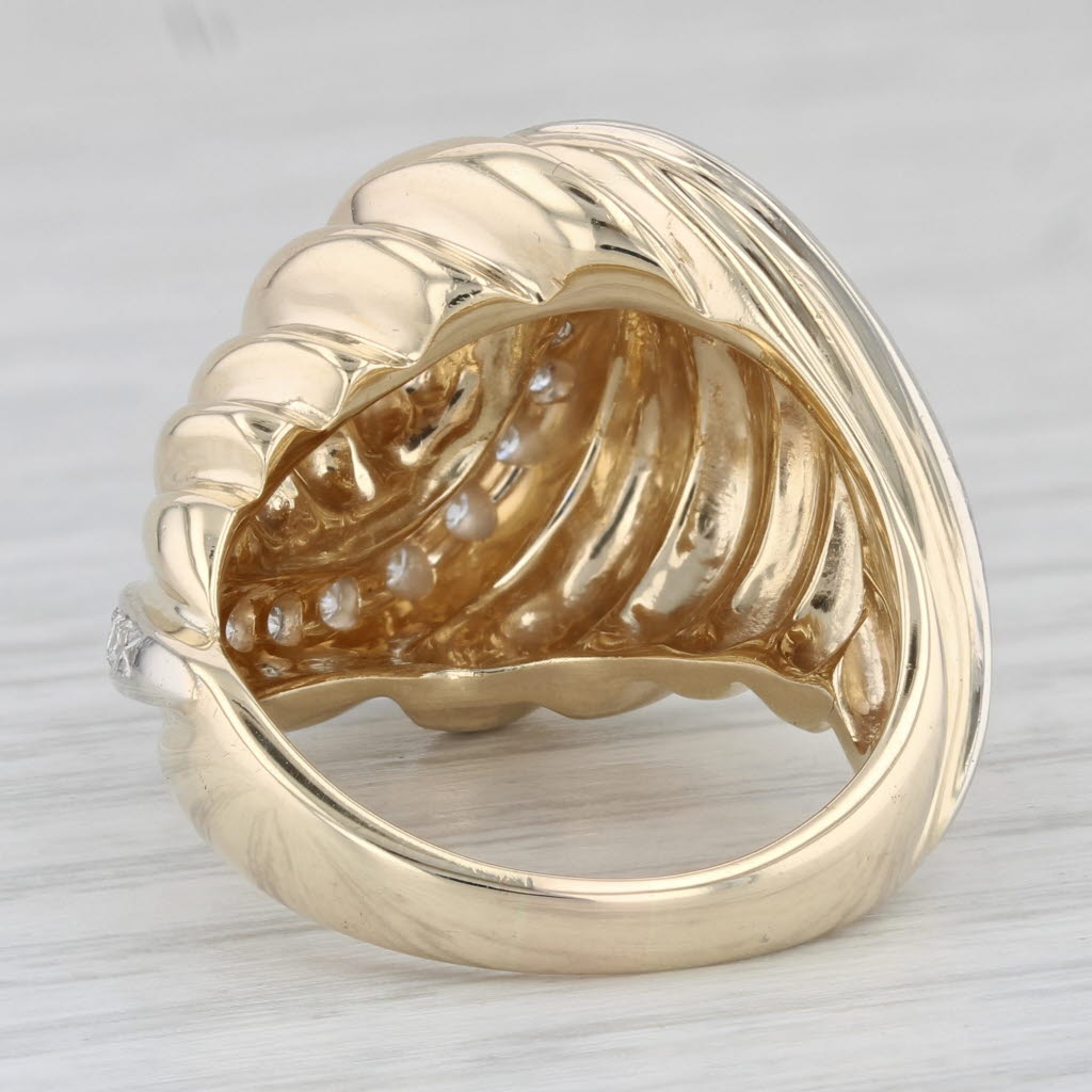 Light Gray 0.40ctw Diamond Scalloped Knot Ring 14k Yellow Gold Size 8.5 Cocktail