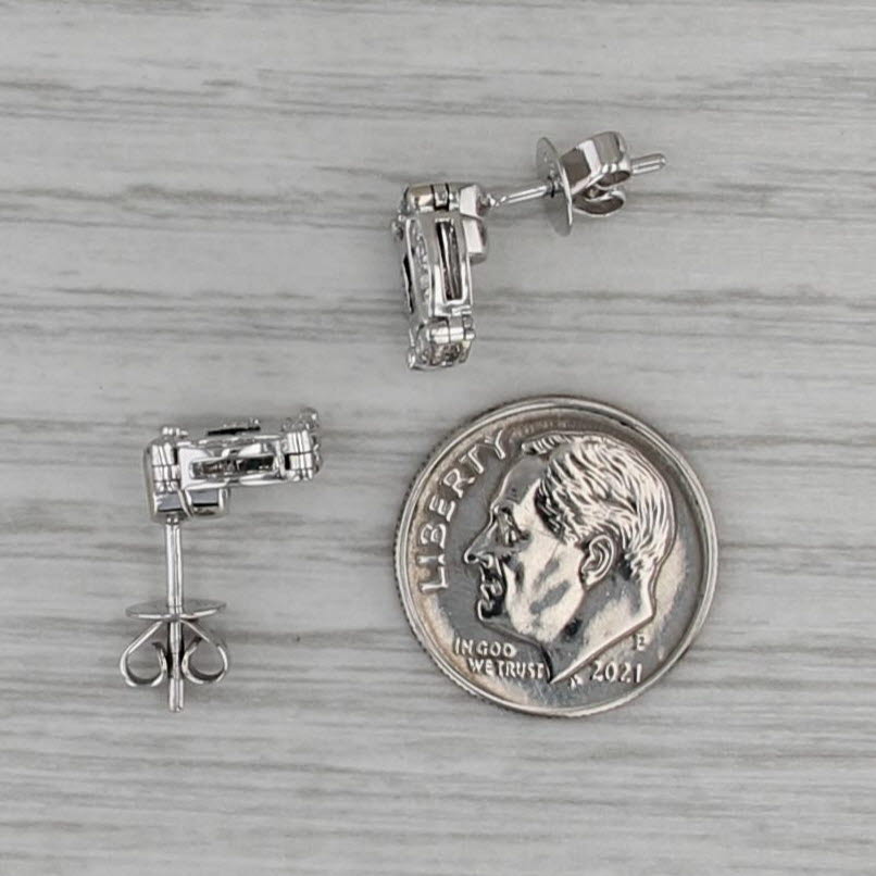 0.50ctw Blue White Diamond Earrings 14kWhite Gold Convertible Drop Studs