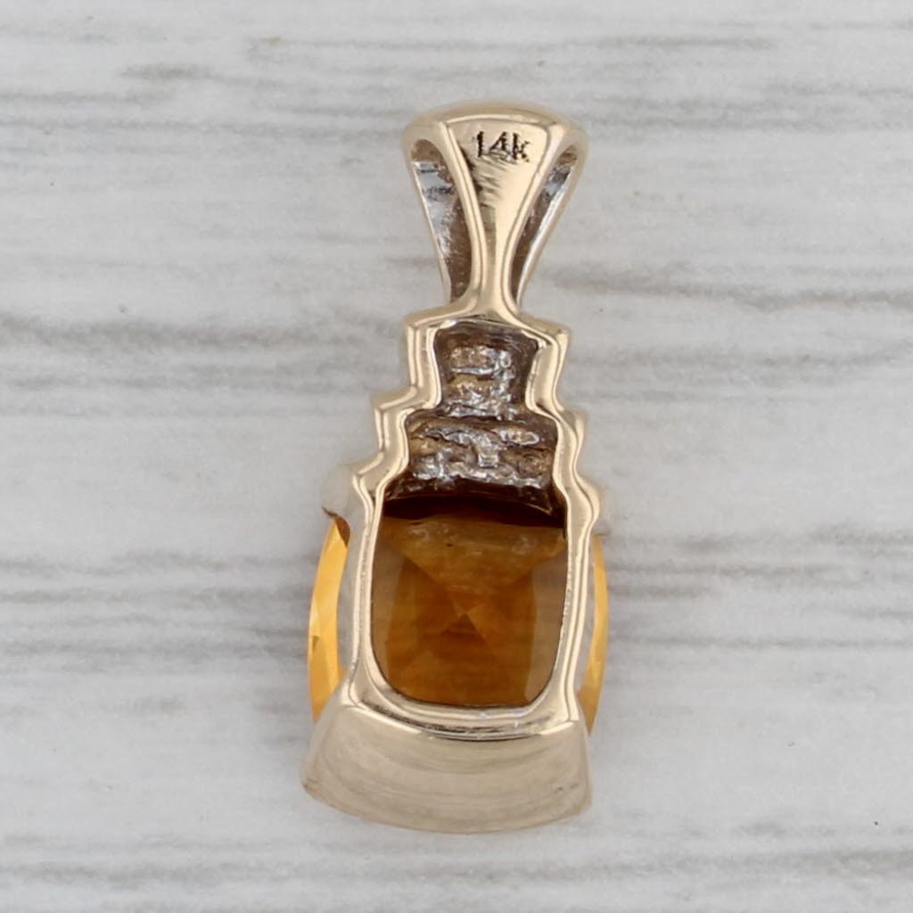 Gray 1..58ct Citrine Cushion Solitaire Pendant 14k Yellow Gold Small Drop
