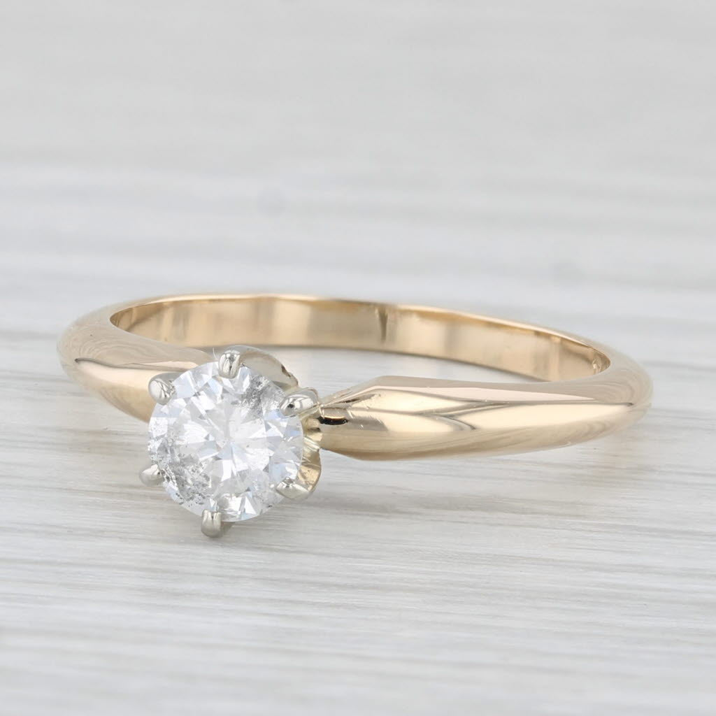Light Gray 0.46ct Round Diamond Solitaire Engagement Ring 14k Gold Size 6.25