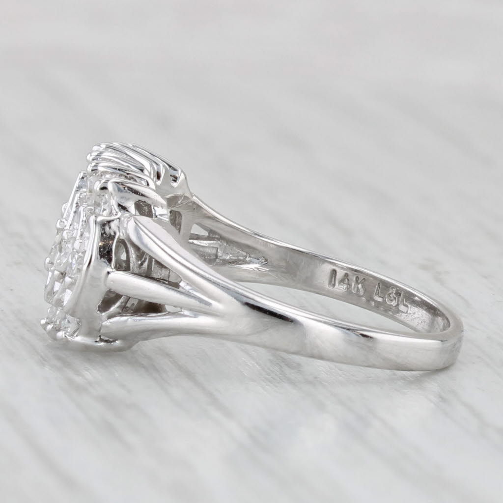 Light Gray 0.36ctw Diamond Cluster Ring 14k White Gold Size 6