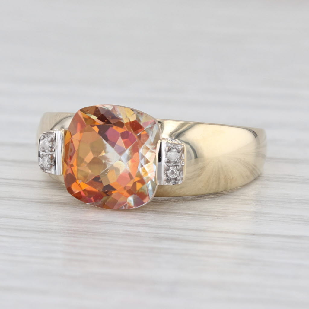 3.52ctw Orange Mystic Topaz Diamond Ring 14k Yellow Gold Size 7.25