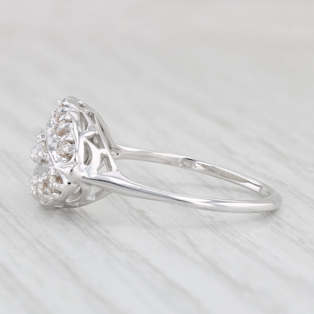 Light Gray 0.40ctw Diamond Vintage Princess Ring 14k White Gold Size 9.5