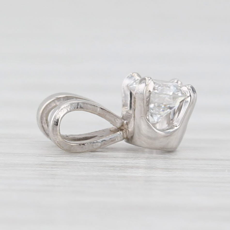 Light Gray New 0.15ct VS2 Round Solitaire Small Drop Pendant 14k White Gold