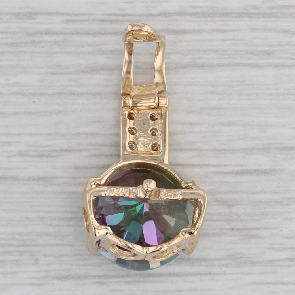 Gray 8.57ctw Round Purple Mystic Topaz Diamond Pendant Enhancer 14k Yellow Gold