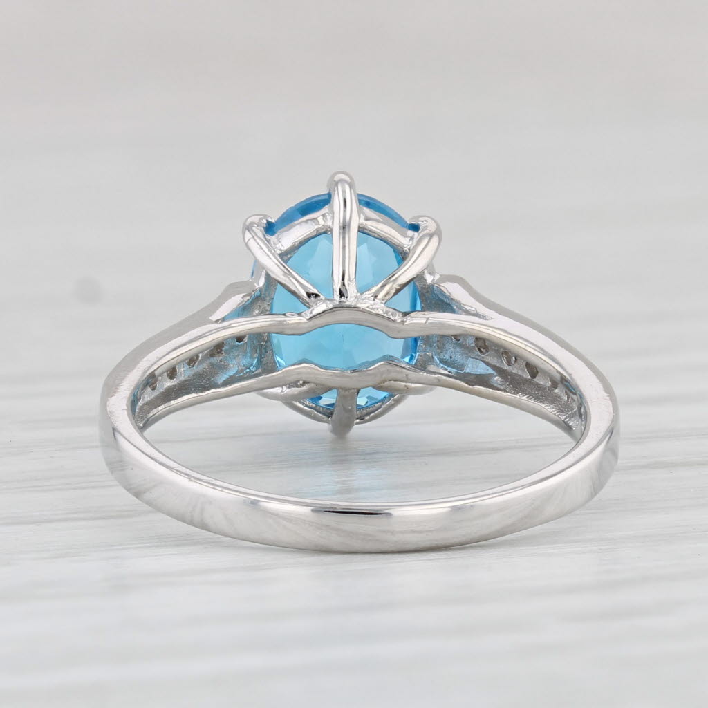 Light Gray 2.16ctw Oval Blue Topaz Diamond Ring 10k White Gold Size 6