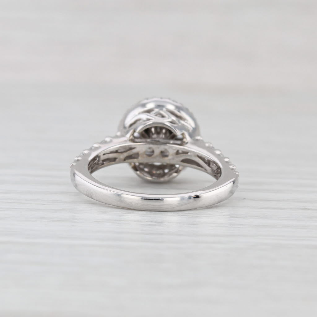 Vintage 1.28ctw Diamond Cluster Halo Engagement Ring 14k White Gold Size 7