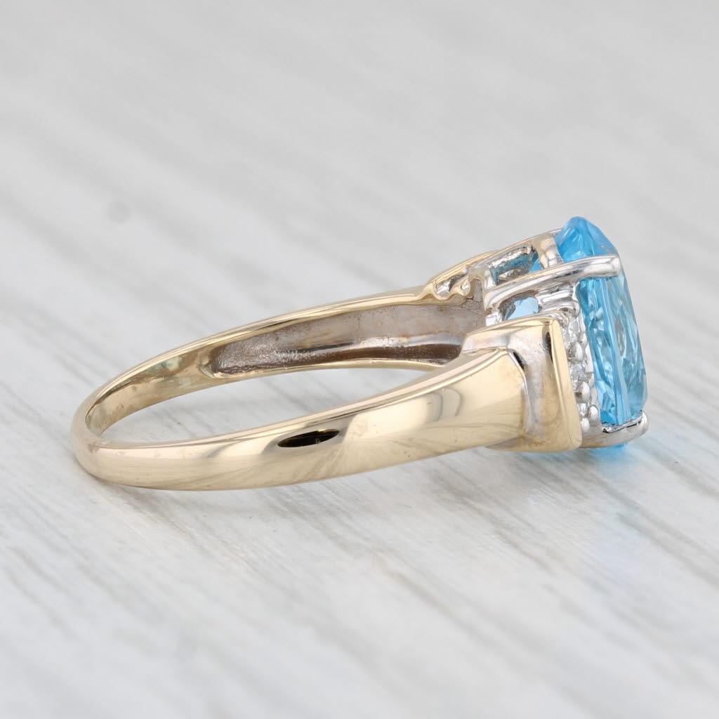 Light Gray 3.28ctw Oval Blue Topaz Diamond Ring 14k Yellow Gold Size 7