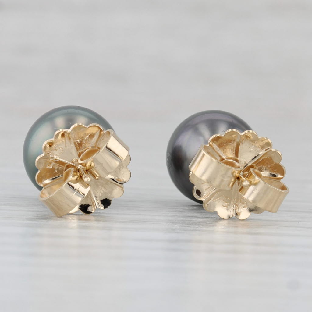 Gray Gray Cultured Pearl Stud Earrings 14k Yellow Gold 9.9mm