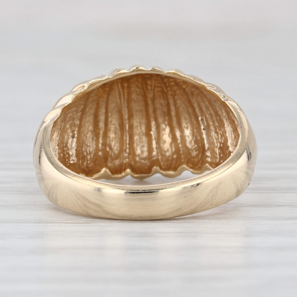 Domed Beveled Croissant Ring 14k Yellow Gold Size 6.25