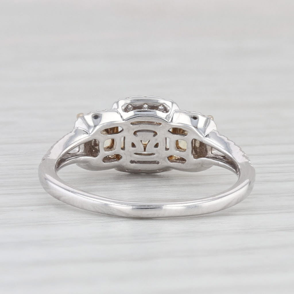 Light Gray Le Vian 0.93ctw Yellow White Diamond Engagement Ring 14k Gold 3-Stone Princess