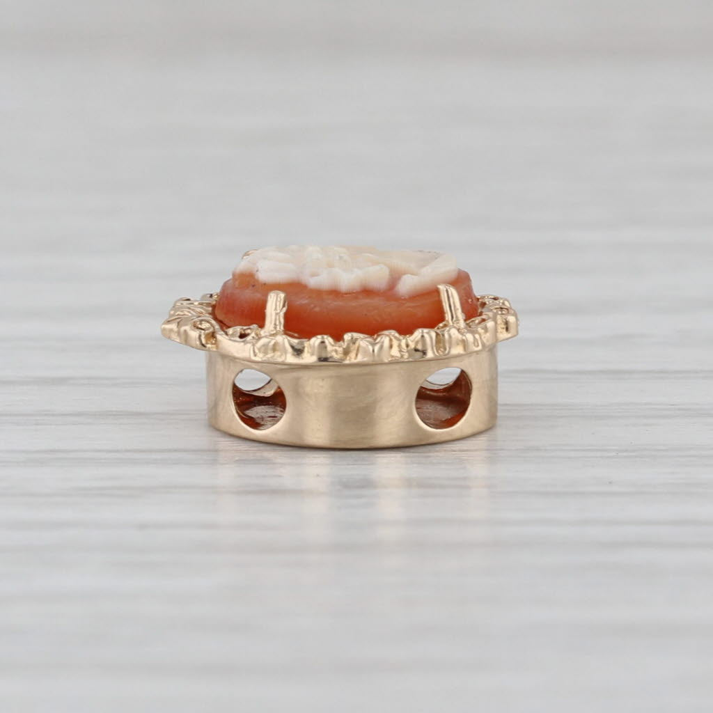 Carved Shell Cameo Slide Bracelet Charm 14k Yellow Gold Richard Glatter