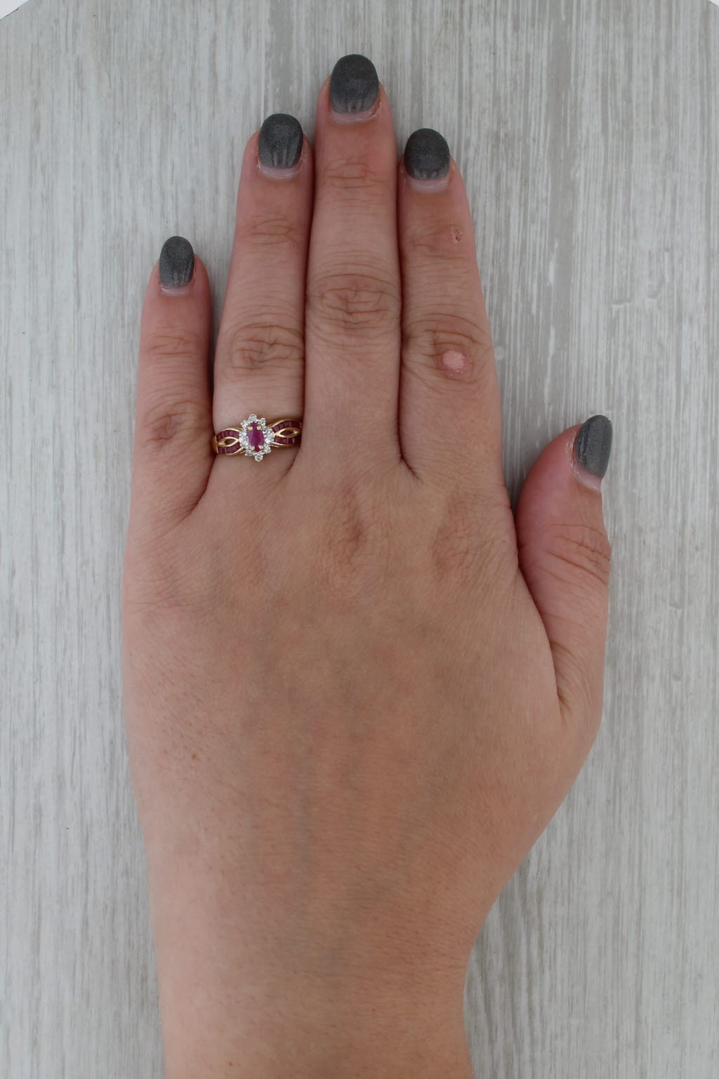 1.10ctw Marquise Ruby Diamond Halo Ring 14k Yellow Gold Size 7