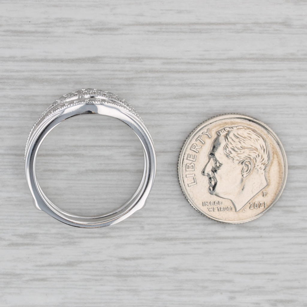 Gray 0.15ctw Diamond Ring Jacket Guard 14k White Gold Size 7-7.25 Bridal Wedding