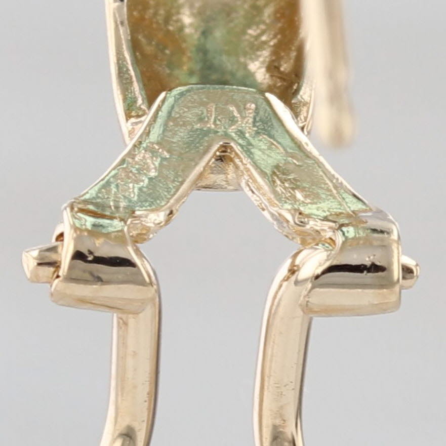 4.97ctw Green Quartz Diamond Earrings 14k Yellow Gold Omega Back Drops