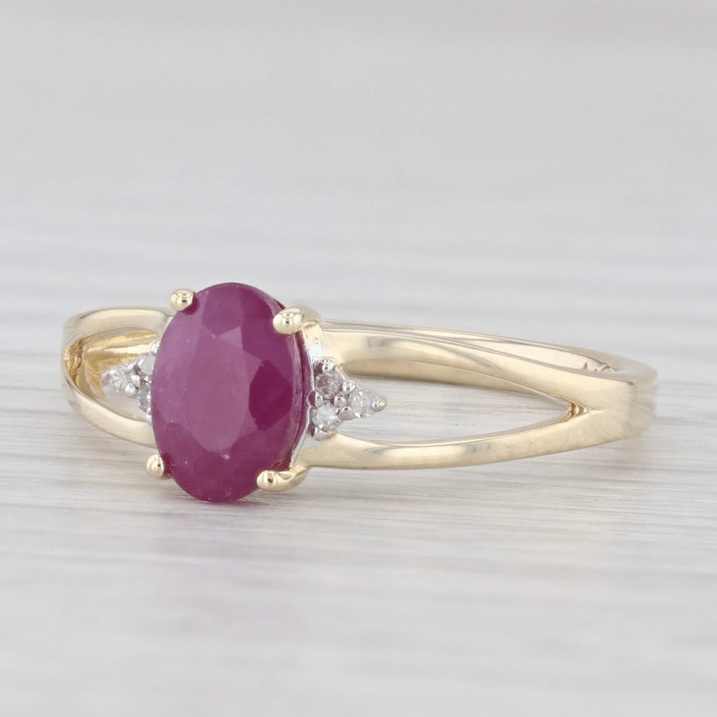 Light Gray 1ct Oval Ruby Solitaire Ring 10k Yellow Gold Size 7 Diamond Accents