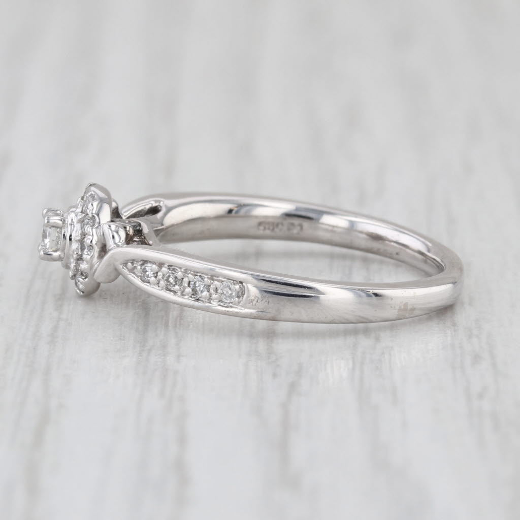 0.28ctw Round Diamond Halo Engagement Ring 950 Palladium Size 7.25