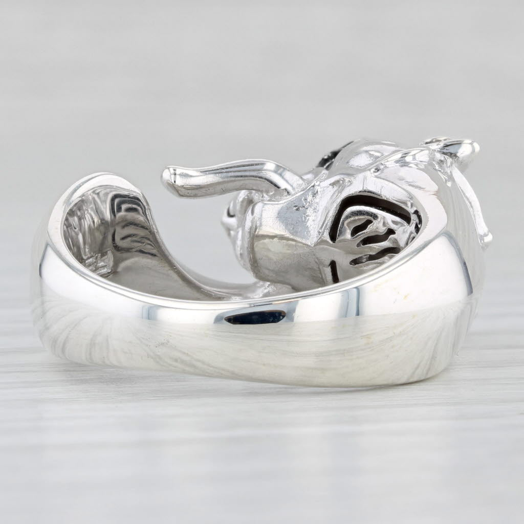 Light Gray Effy Gento Panther Ring Black Spinel Eyes Sterling Silver Size 9.25