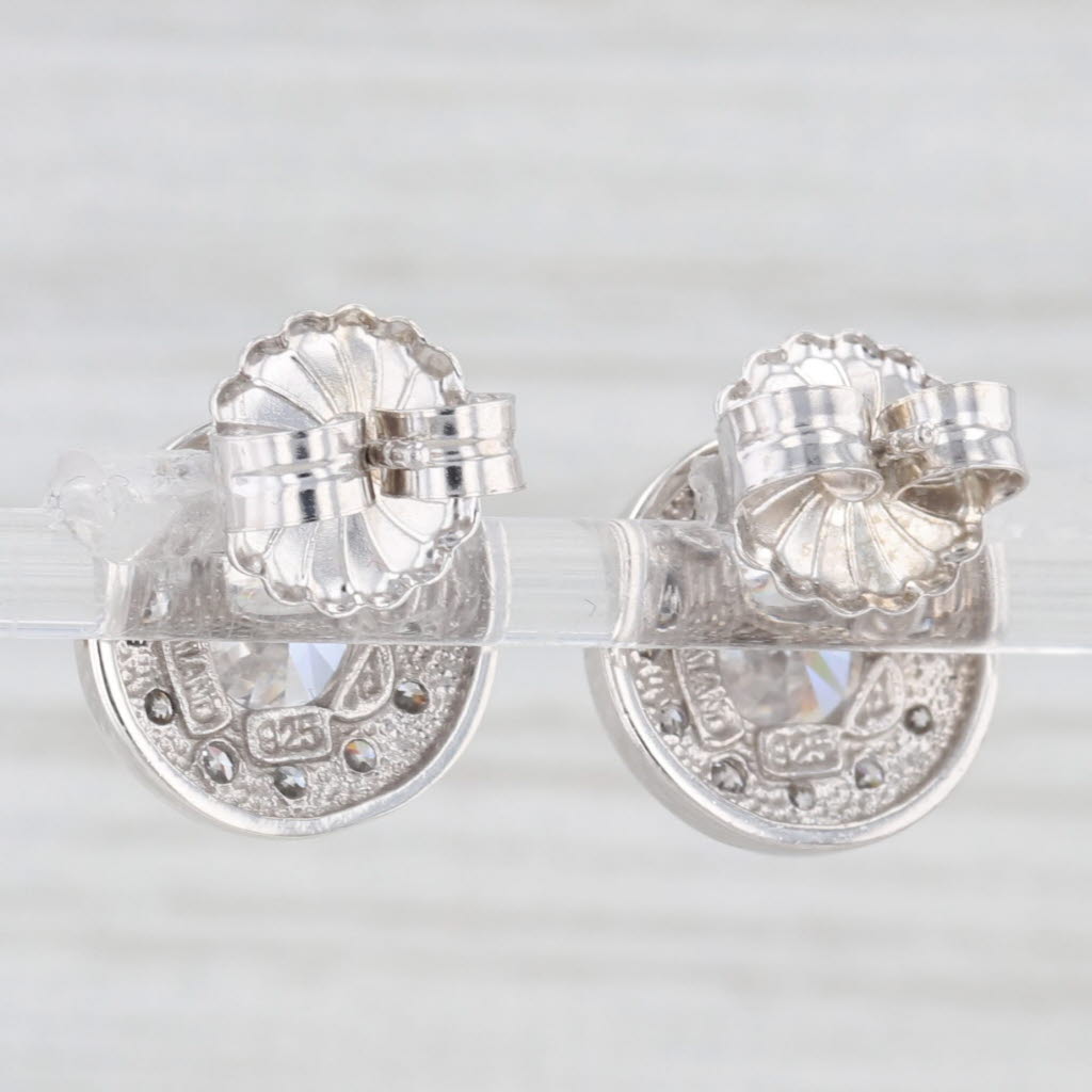 Light Gray 3.60ctw Round Cubic Zirconia Halo Sterling Silver Stud Earrings