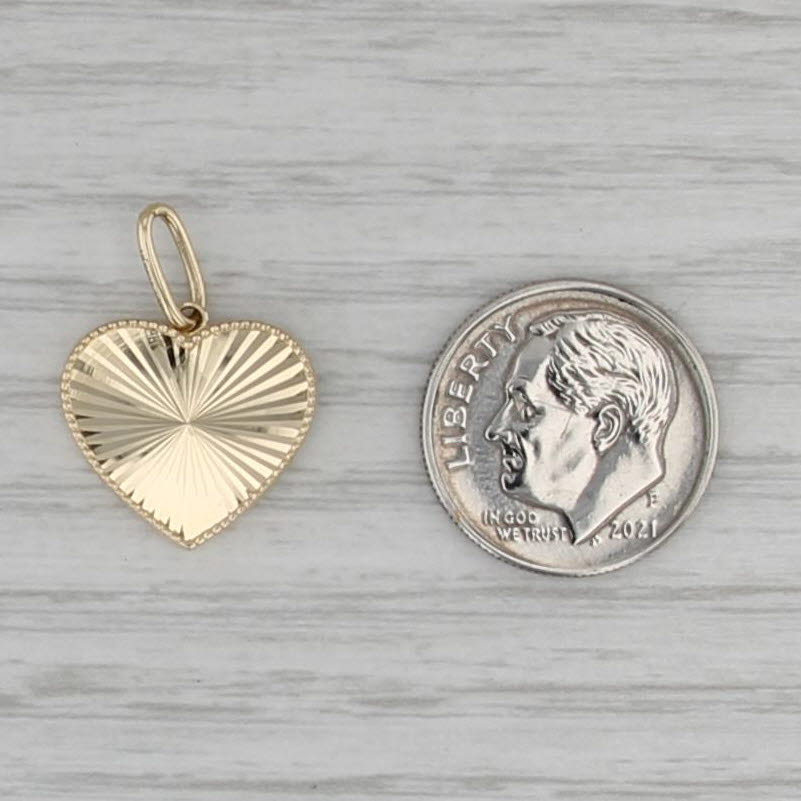 Small Rayed Heart Drop Pendant 14k Yellow Gold Charm