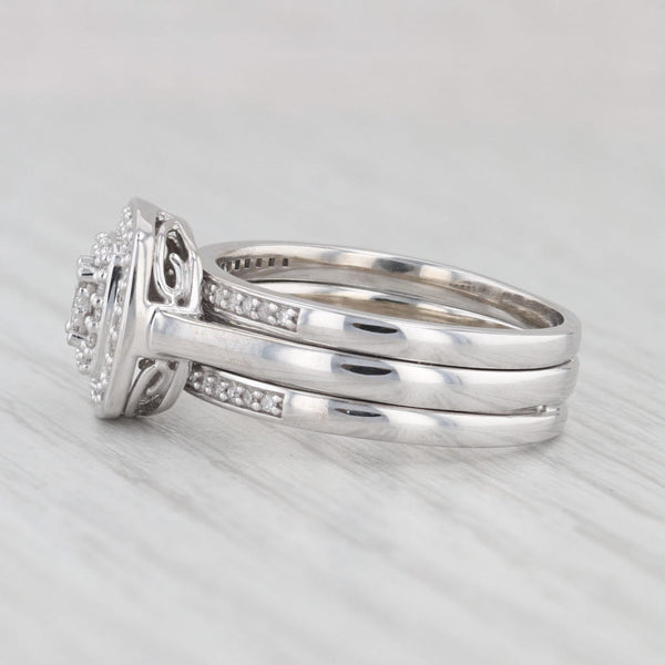 0.40ctw Diamond Halo Engagement Ring Wedding Bands Soldered Bridal Set 10k Gold