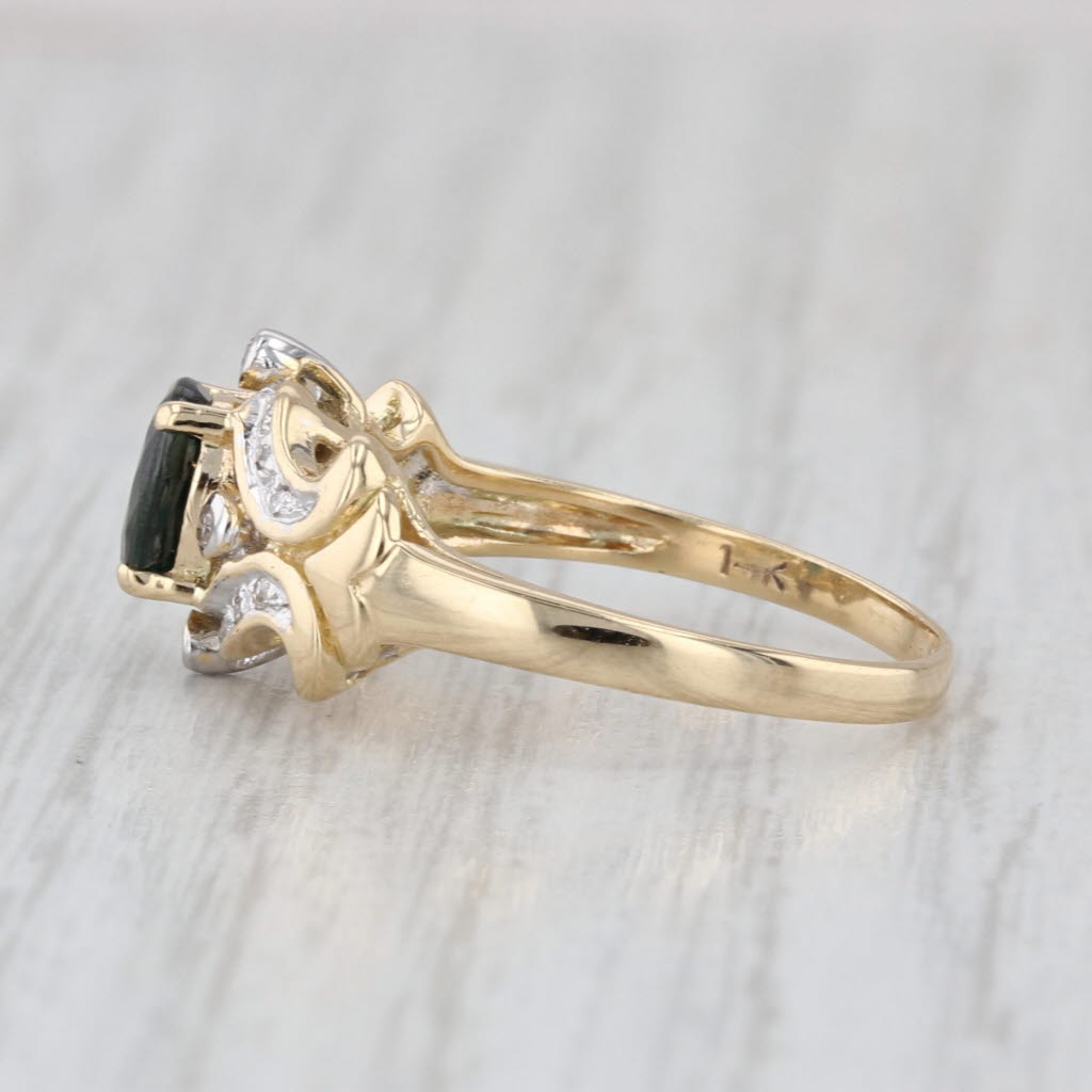 0.38ctw Blue Sapphire Diamond Ring 14k Yellow Gold Size 6.5