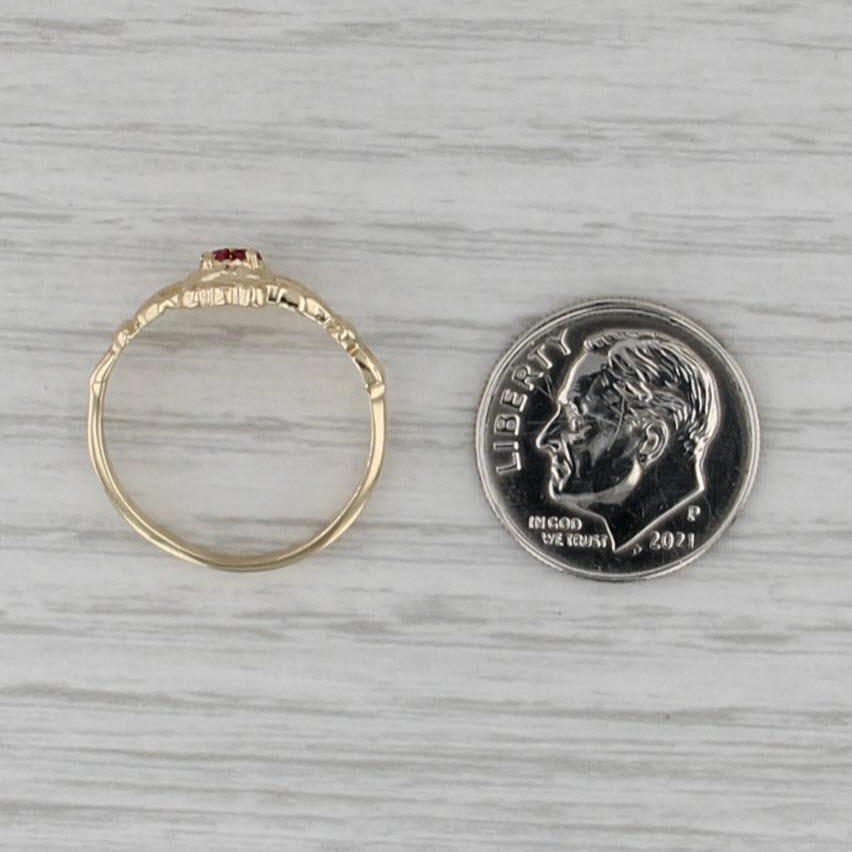 Ruby Claddagh Ring 10k Yellow Gold Size 6 Irish