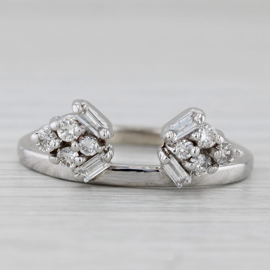 Gray 0.44ctw Diamond Cluster Ring Guard Jacket 14k White Gold Wedding Band Bridal