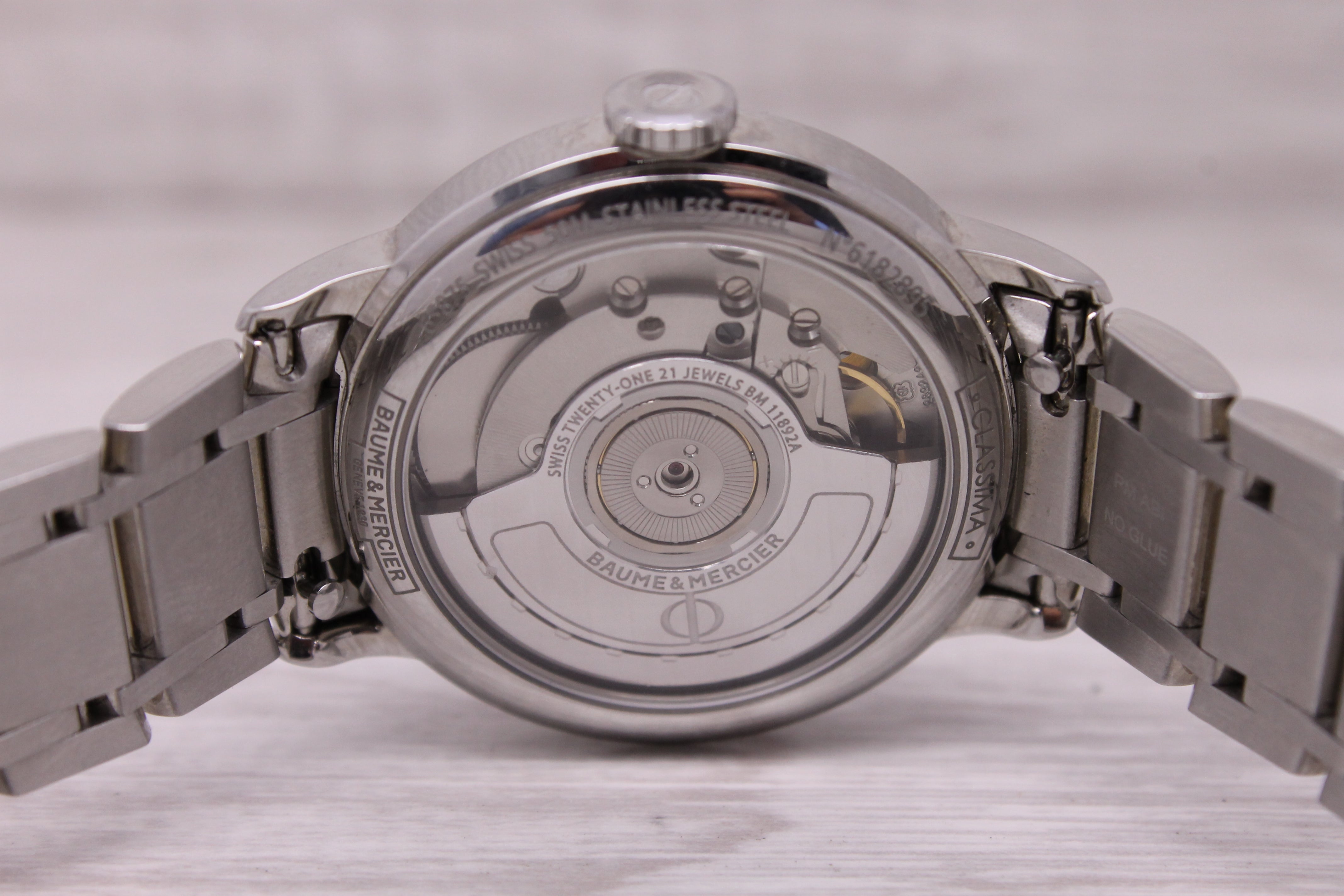 Dark Gray Baume & Mercier Ladies Classima 34mm Automatic Steel Watch 65875 w Bracelet Box