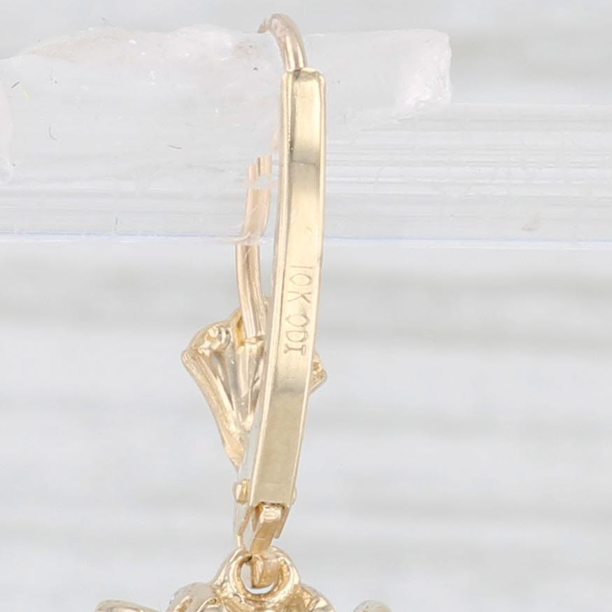 Light Gray 0.25ctw Diamond Open Heart Dangle Earrings 10k Yellow Gold Drops