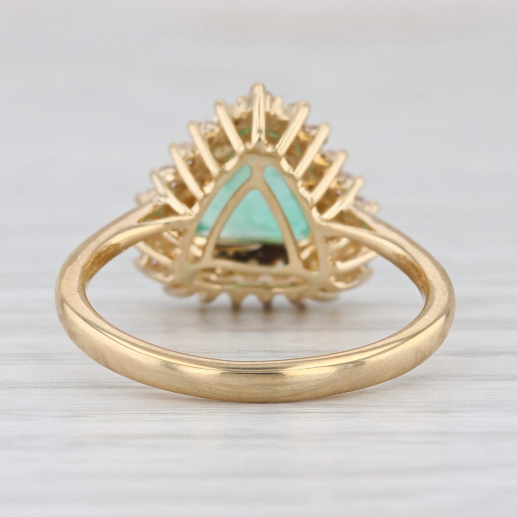 1.54ctw Emerald Diamond Halo Ring 18k Yellow Gold Size 7