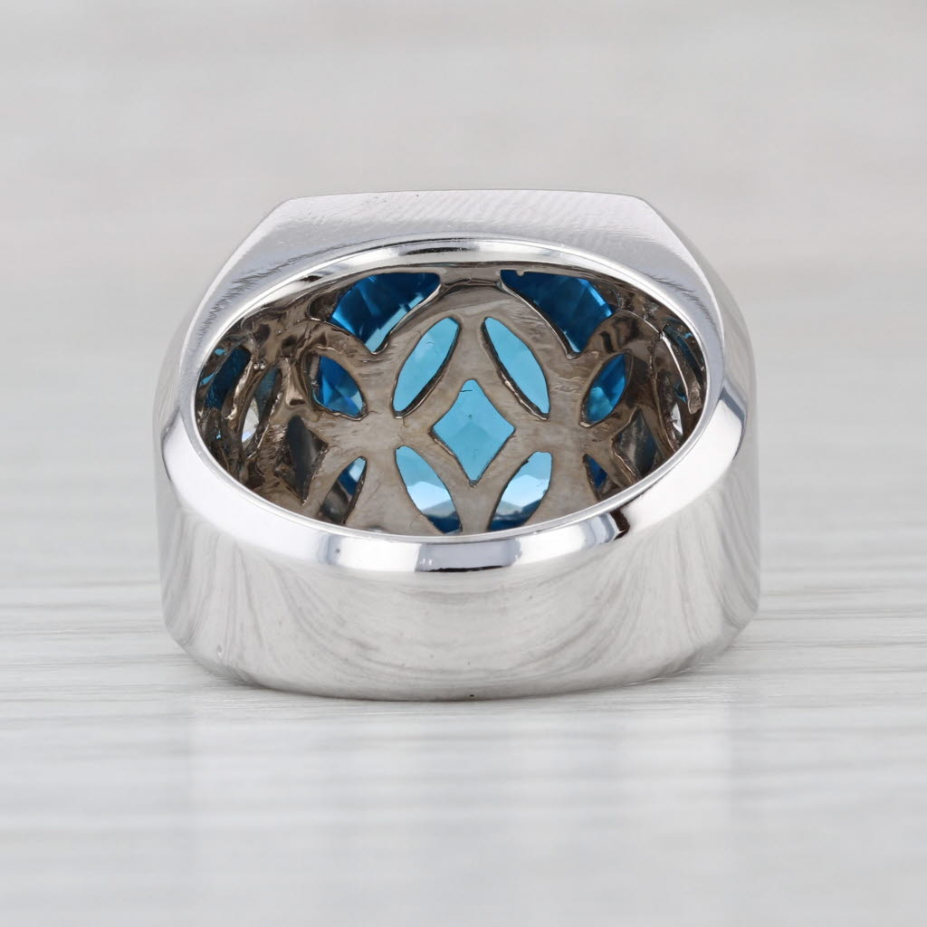 9.42ctw Blue Topaz Diamond Ring 14k White Gold Size 8.5