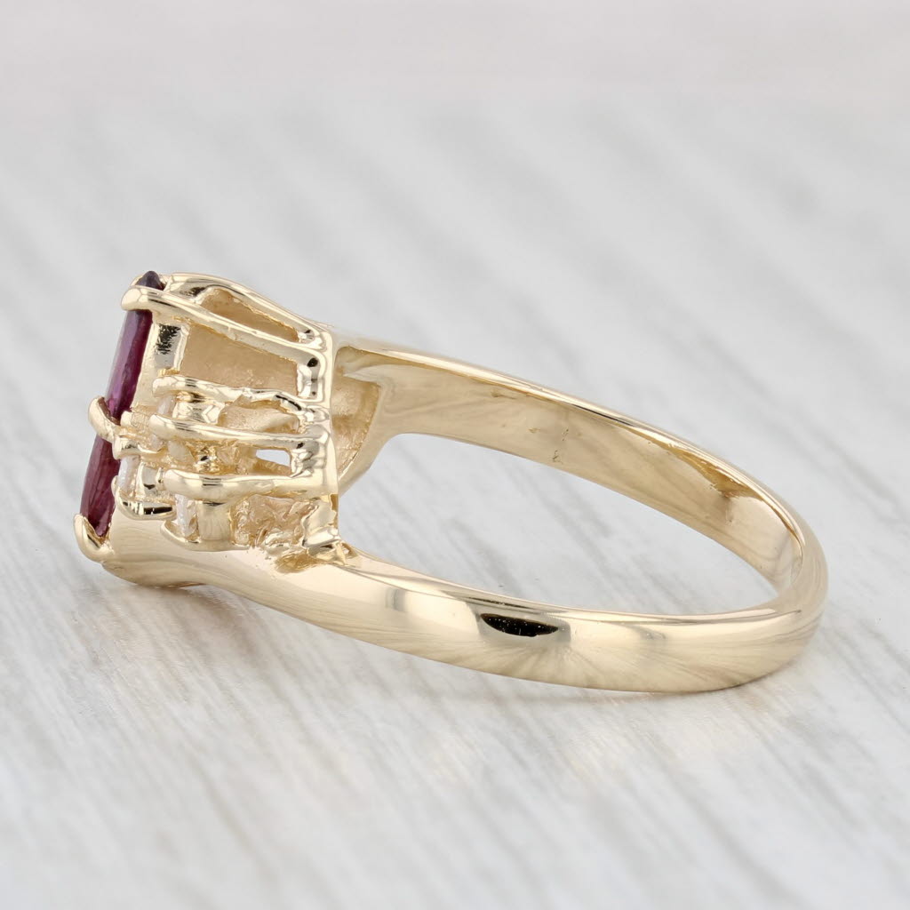 Light Gray 0.76ctw Marquise Ruby Diamond Bypass Ring 14k Yellow Gold Size 6.5