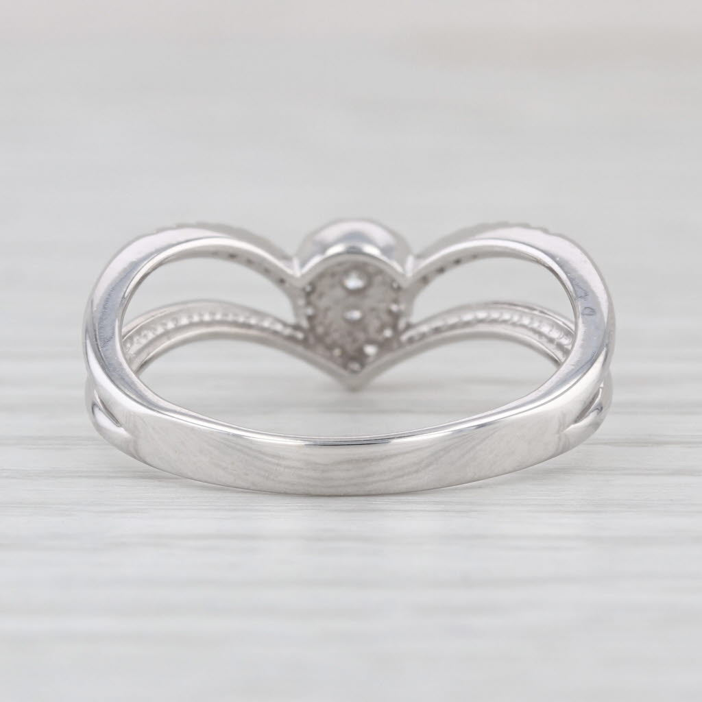 0.16ctw Diamond Halo Teardrop Contoured Ring 10k White Gold Size 8.75