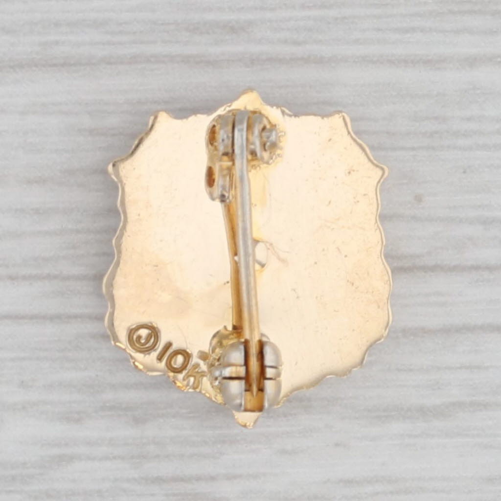 Light Gray Omega Psi Phi Fraternity Shield Badge 10k Gold Pearl Vintage Pin