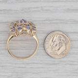 1.83ctw Tanzanite Flower Clusters Ring 10k Yellow Gold Size 8 Cocktail