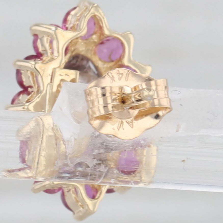 Light Gray 1.18ctw Ruby Diamond Stud Earrings 14k Yellow Gold Marquise Halo