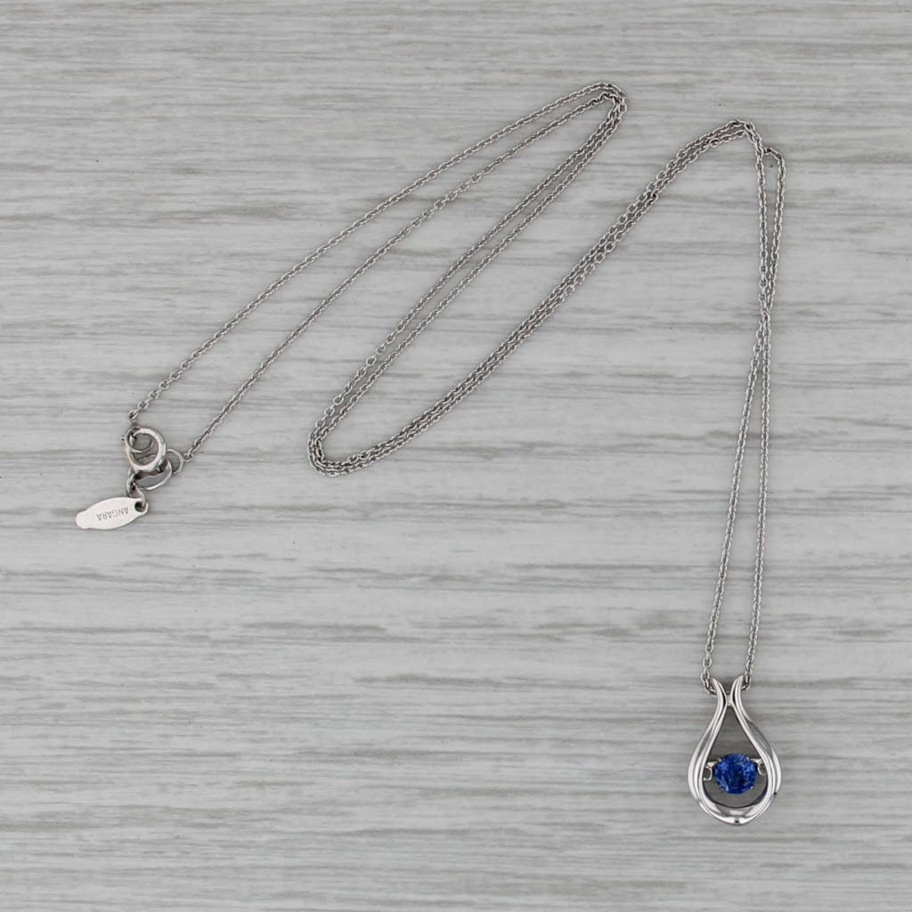 0.40ct Round Tanzanite Teardrop Pendant Necklace 14k Gold 18" Cable Chain