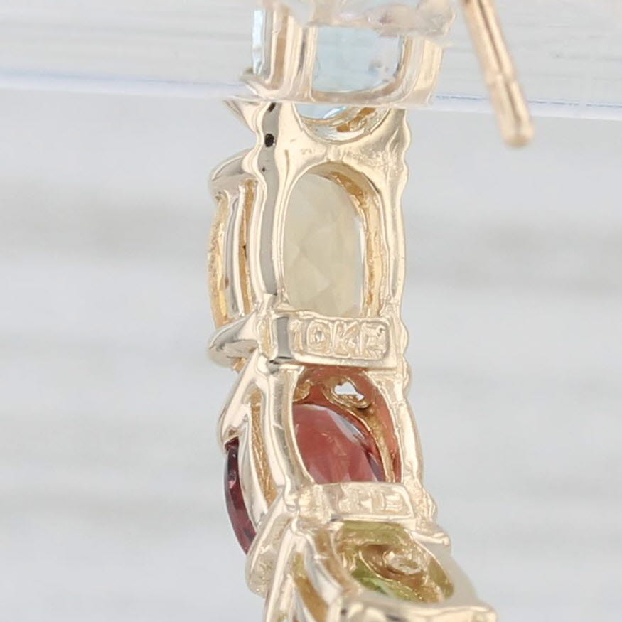 Light Gray 4.72ctw Gemstone Journey Earrings 10k Gold Amethyst Topaz Citrine Garnet Peridot