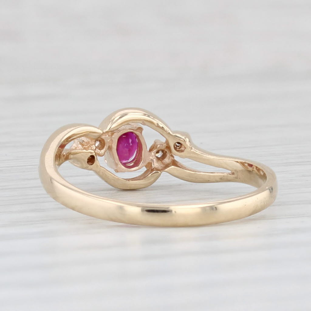 Light Gray 0.13ct Oval Ruby Diamond Ring 10k Yellow Gold Size 6.75