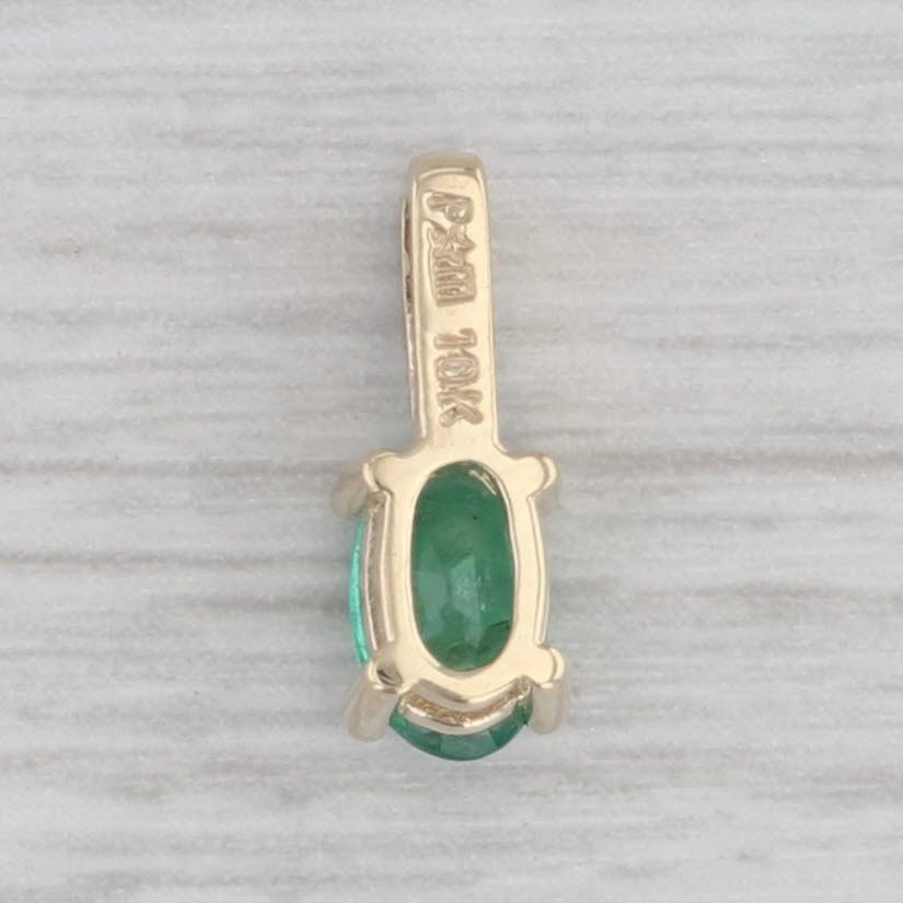 Gray 0.50ct Oval Emerald Solitaire Pendant 10k Yellow Gold Diamond Accents Small Drop