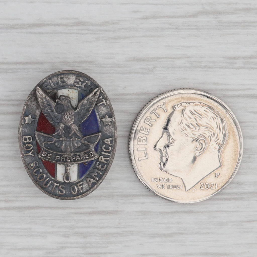 Gray Vintage Boy Scouts of America Eagle Scout Pin Sterling Silver Enamel