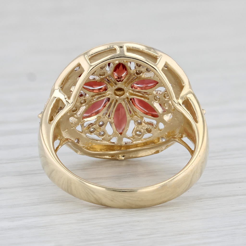 Light Gray 2.03ctw Garnet Flower Diamond Halo Ring 14k White Gold Size 7.75 Cocktail