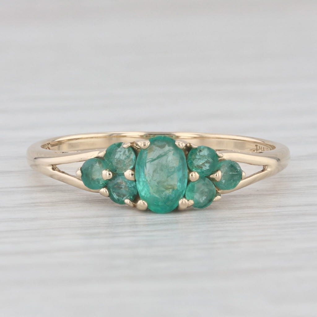 Light Gray 0.76ctw Emerald Ring 14k Yellow Gold Size 9