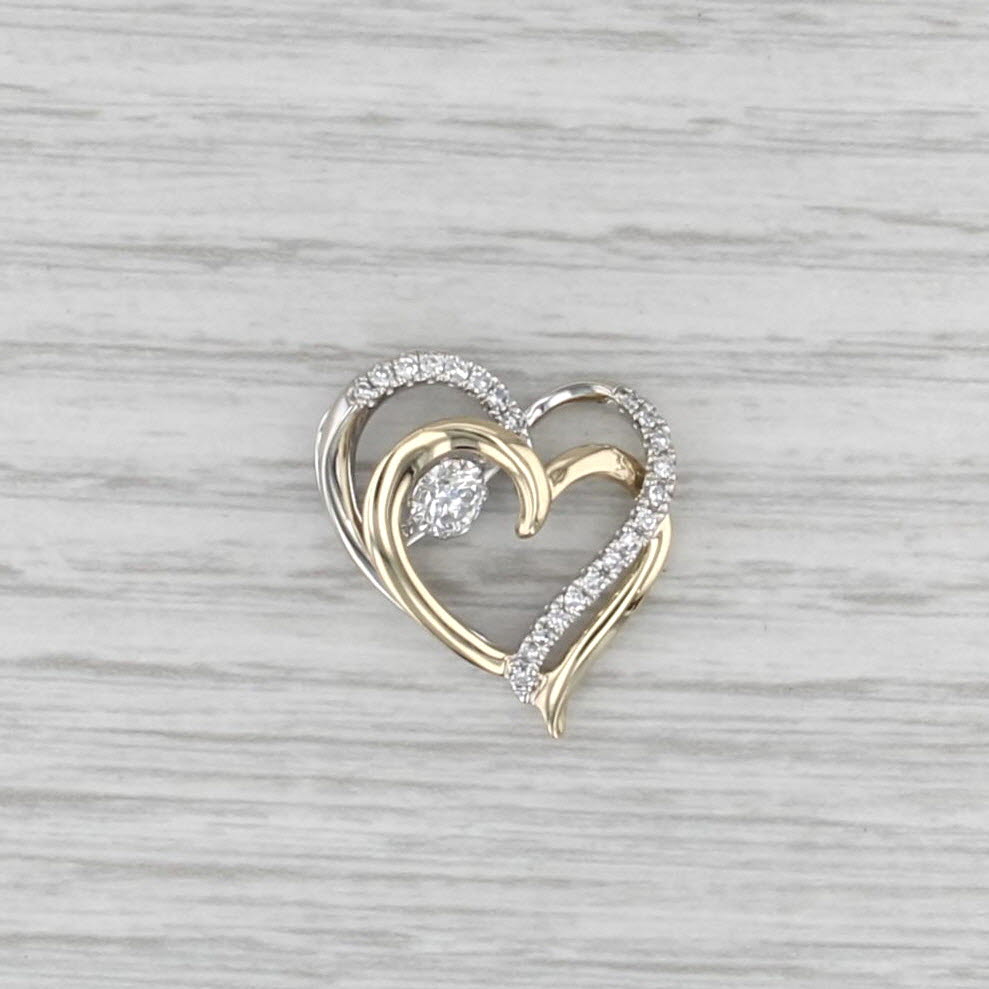 0.48ctw Lab Created Diamond Interlocking Hearts Pendant 10k Yellow White Gold